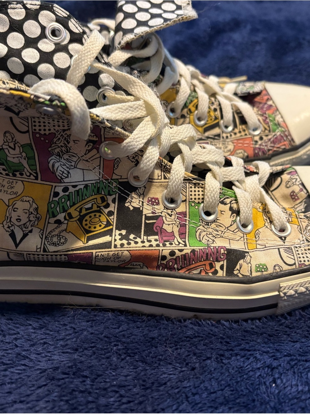 Converse High Top Comic Panel Sneakers in White, Black, Pink, Green, Yellow - Picture 4 of 6